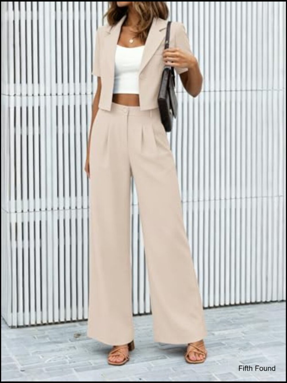 Women's 2 Piece Blazer & Wide Leg Pants Set Business Office - Picture 4 of 7
